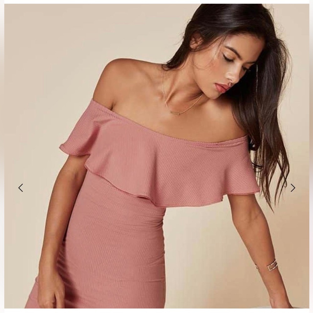 NWOT Reformation Banana Pink Ruffle Dress -M